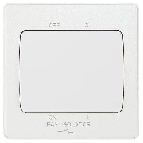 Image of a PCDCL15W Fan Isolator Switch 10A Switch 10A 3P Pearlescent White from BG Electrical’s Evolve range, available from Wholesale Electrical Direct Online