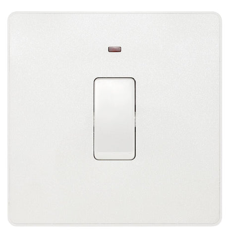Image of a PCDCL31W Switch 20A Double Pole With LED Pearlescent White from BG Electrical’s Evolve range, available from Wholesale Electrical Direct Online