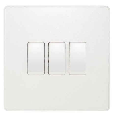 Image of a PCDCL43W Switch 20A 2 Gang 3 Way Pearlescent White from BG Electrical’s Evolve range, available from Wholesale Electrical Direct Online