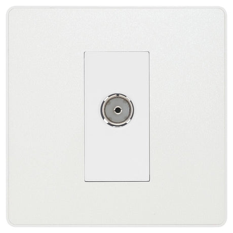 Image of a PCDCL60W Coaxial Socket TV/FM Pearlescent White from BG Electrical’s Evolve range, available from Wholesale Electrical Direct Online