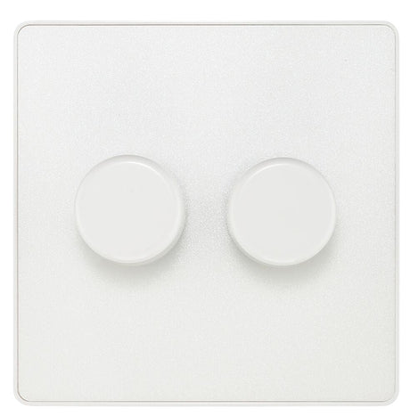 Image of a PCDCL82W Dimmer 200W 2 Gang Pearlescent White from BG Electrical’s Evolve range, available from Wholesale Electrical Direct Online