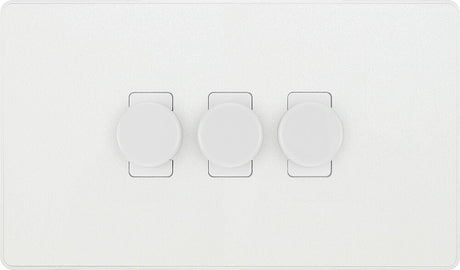 Image of a PCDCL83W Dimmer 200W 3 Gang Pearlescent White from BG Electrical’s Evolve range, available from Wholesale Electrical Direct Online