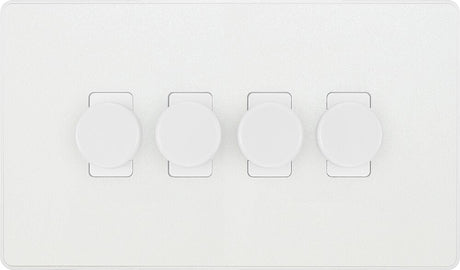 Image of a PCDCL84W Dimmer 200W 4 Gang Pearlescent White from BG Electrical’s Evolve range, available from Wholesale Electrical Direct Online
