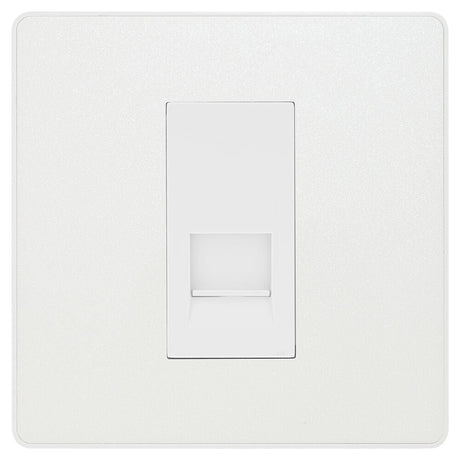 Image of a PCDCLBTS1W Telephone Socket Slave 1 Gang Pearlescent White  from BG Electrical’s Evolve range, available from Wholesale Electrical Direct Online