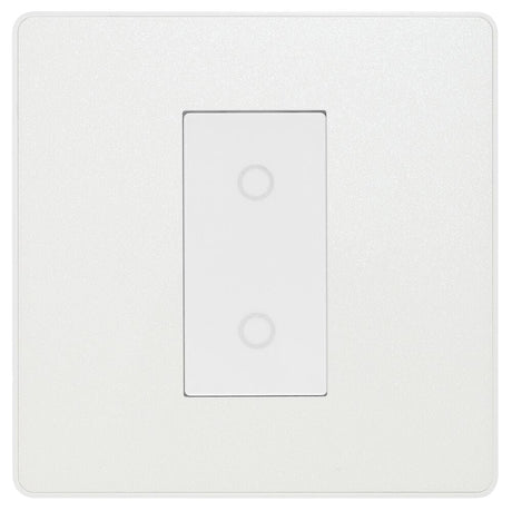Image of a PCDCLTDS1W Single Touch Dimmer Switch Secondary 200W 1 Gang Pearlescent White from BG Electrical’s Evolve range, available from Wholesale Electrical Direct Online