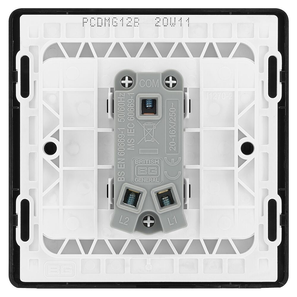 Image of a PCDMG12B Switch 20A 1 Gang 2 Way Matt Grey from BG Electrical, available from Wholesale Electrical Direct Online