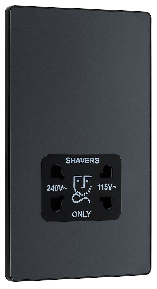 Image of a PCDMG20B Shaver Socket Dual Voltage 115/240V Matt Grey from BG Electrical, available from Wholesale Electrical Direct Online