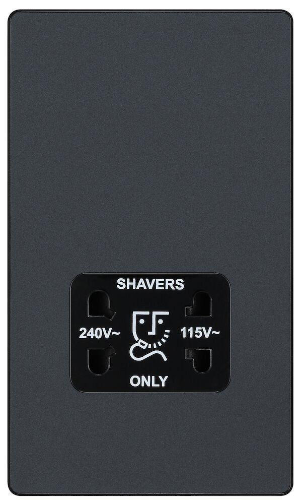 Image of a PCDMG20B Shaver Socket Dual Voltage 115/240V Matt Grey from BG Electrical, available from Wholesale Electrical Direct Online