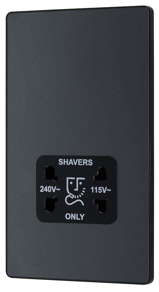 Image of a PCDMG20B Shaver Socket Dual Voltage 115/240V Matt Grey from BG Electrical, available from Wholesale Electrical Direct Online