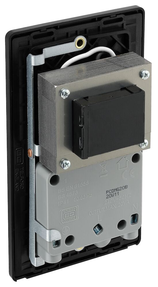 Image of a PCDMG20B Shaver Socket Dual Voltage 115/240V Matt Grey from BG Electrical, available from Wholesale Electrical Direct Online
