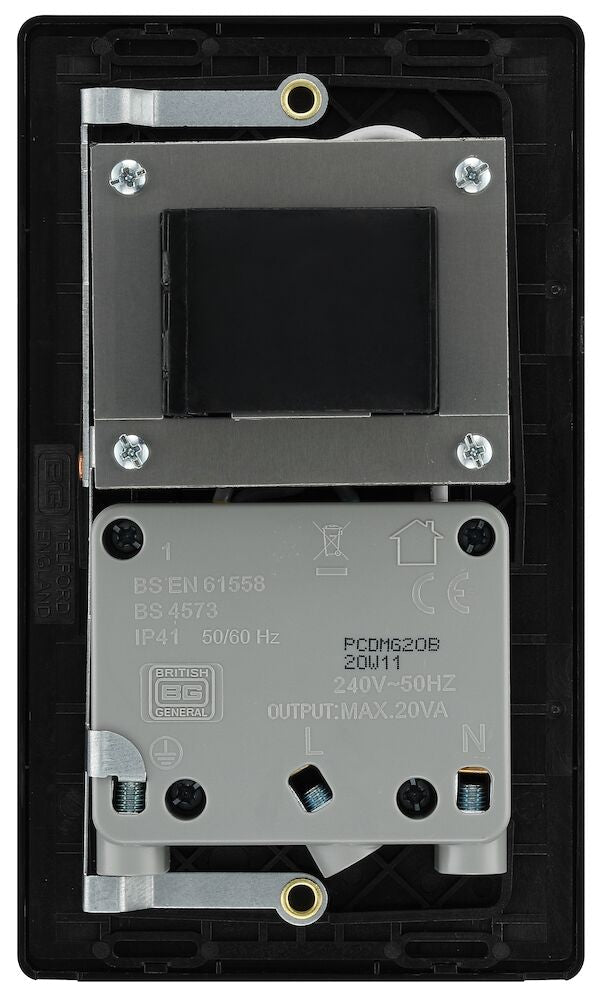 Image of a PCDMG20B Shaver Socket Dual Voltage 115/240V Matt Grey from BG Electrical, available from Wholesale Electrical Direct Online