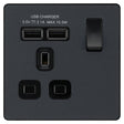 Image of a PCDMG21U2B 13A 1 Gang Switched Socket with 2 x USB A (2.1A) Matt Grey from BG Electrical, available from Wholesale Electrical Direct Online