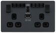 Image of a PCDMG22UWRB Switched Socket 13A 2 Gang with Wi-Fi Extender Matt Grey from BG Electrical, available from Wholesale Electrical Direct Online