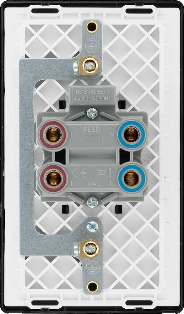 Large Plate Double Pole Switch with LED Indicator 45A Matt Grey