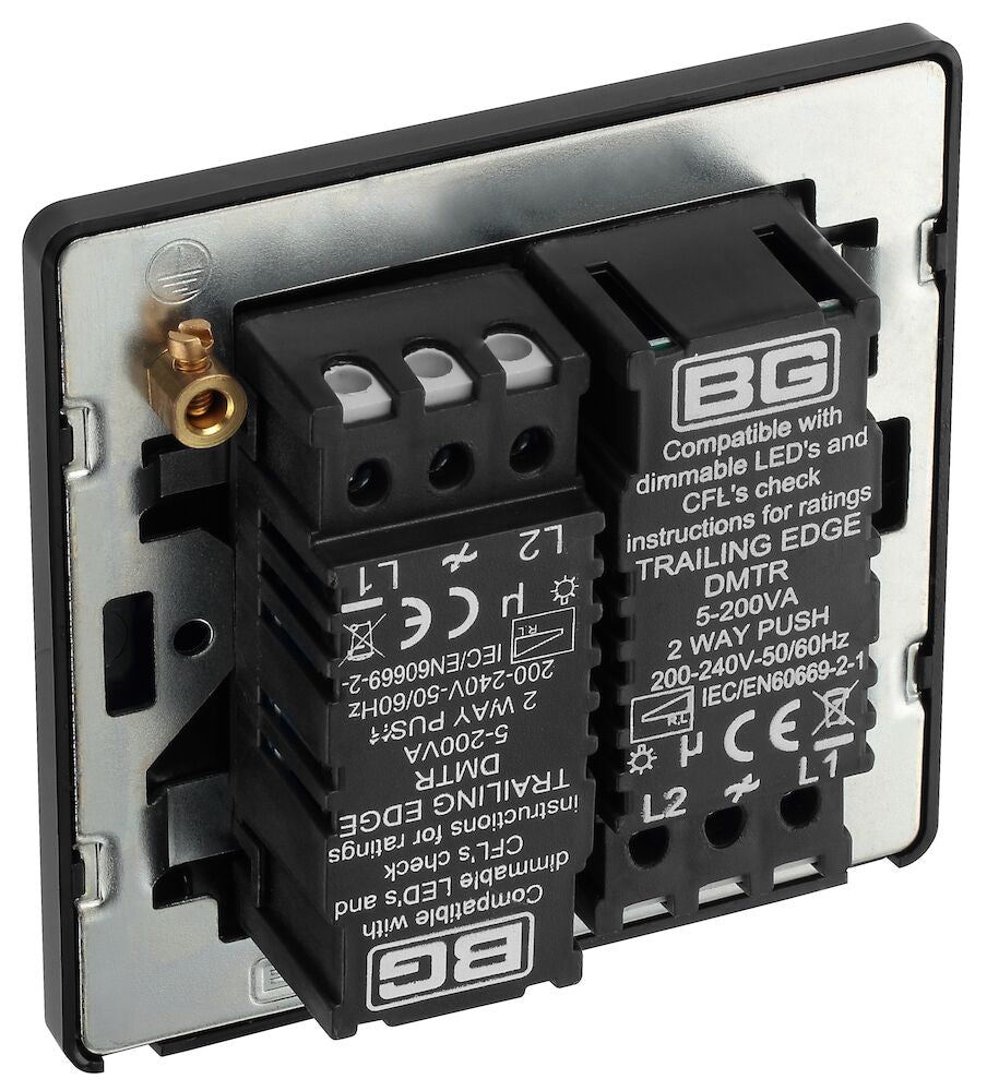 Dimmer 200W 2 Gang Matt Grey