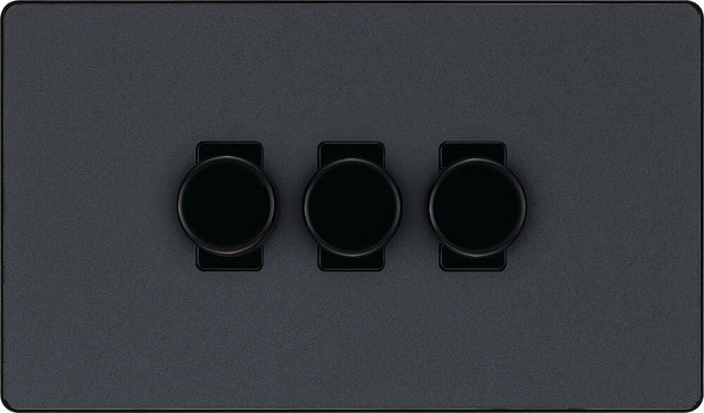 Image of a PCDMG83B Dimmer 200W 3 Gang Matt Grey from BG Electrical, available from Wholesale Electrical Direct Online
