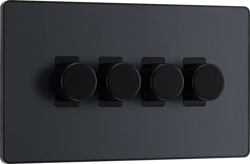 Image of a PCDMG84B Dimmer 200W 4 Gang Matt Grey from BG Electrical, available from Wholesale Electrical Direct Online