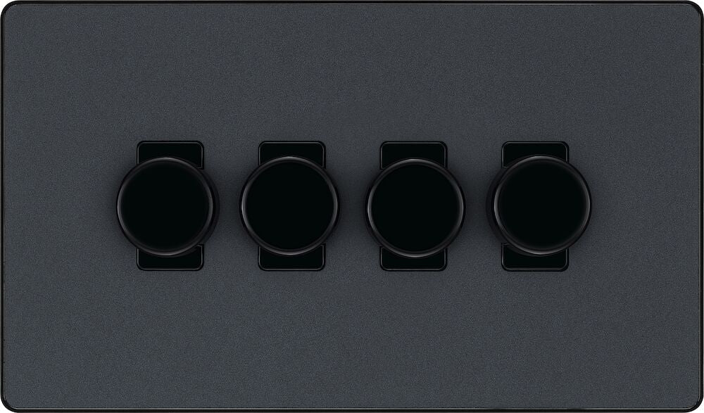 Image of a PCDMG84B Dimmer 200W 4 Gang Matt Grey from BG Electrical, available from Wholesale Electrical Direct Online