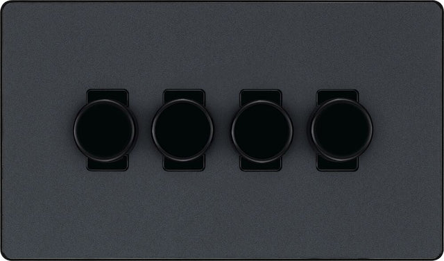 Image of a PCDMG84B Dimmer 200W 4 Gang Matt Grey from BG Electrical, available from Wholesale Electrical Direct Online