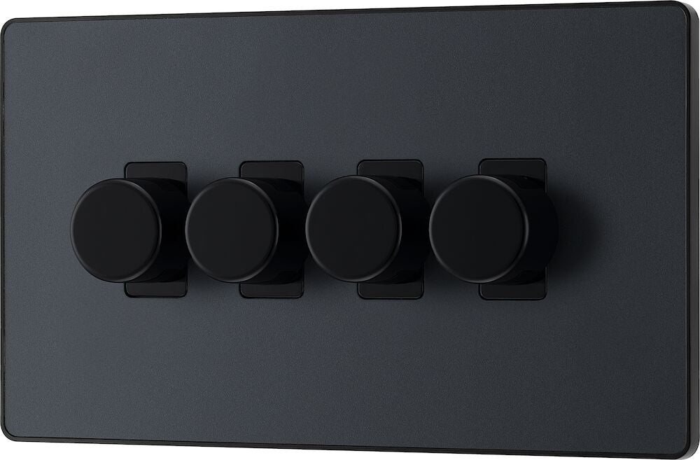 Image of a PCDMG84B Dimmer 200W 4 Gang Matt Grey from BG Electrical, available from Wholesale Electrical Direct Online