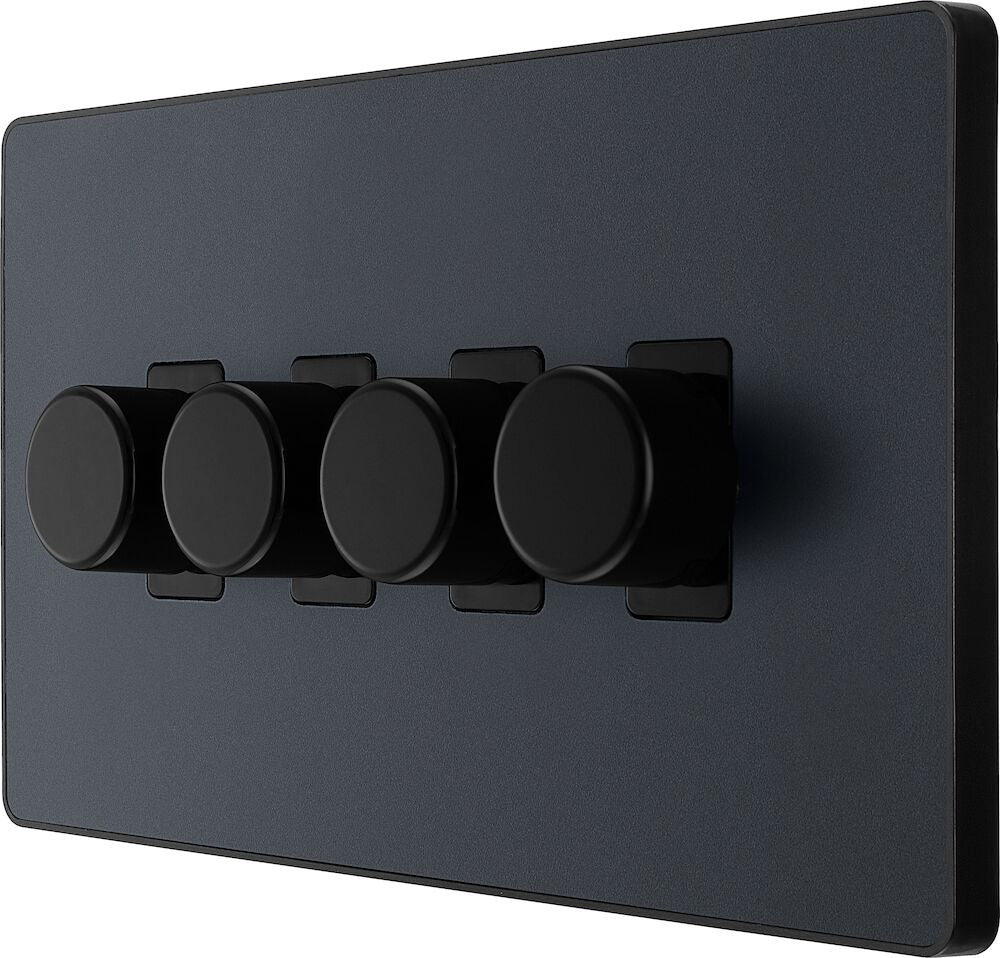 Image of a PCDMG84B Dimmer 200W 4 Gang Matt Grey from BG Electrical, available from Wholesale Electrical Direct Online