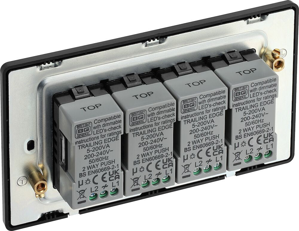 Image of a PCDMG84B Dimmer 200W 4 Gang Matt Grey from BG Electrical, available from Wholesale Electrical Direct Online