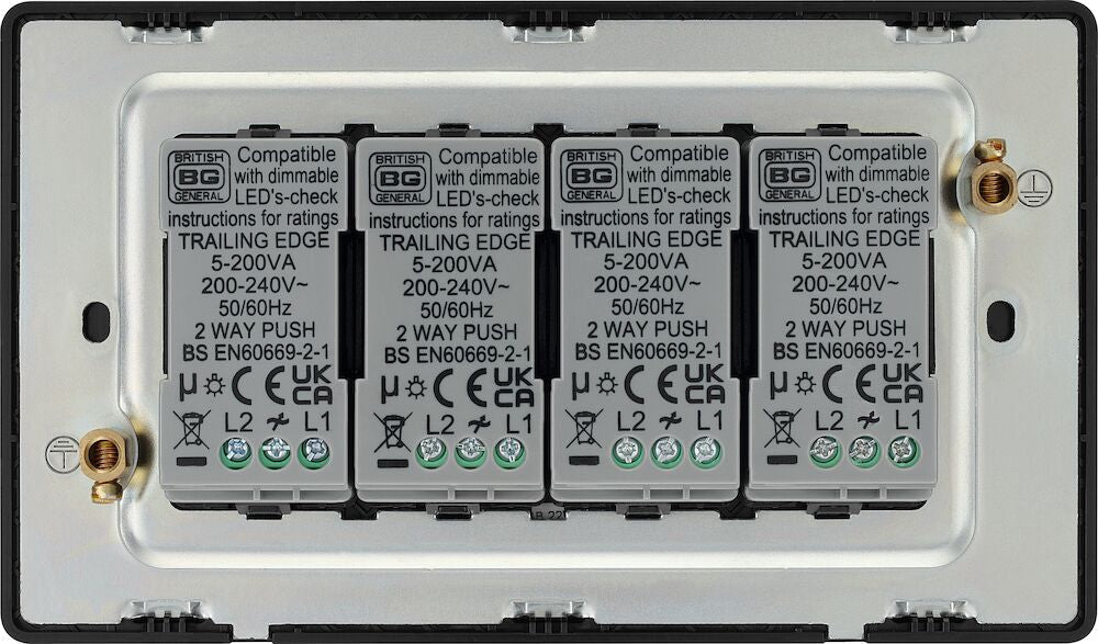 Image of a PCDMG84B Dimmer 200W 4 Gang Matt Grey from BG Electrical, available from Wholesale Electrical Direct Online