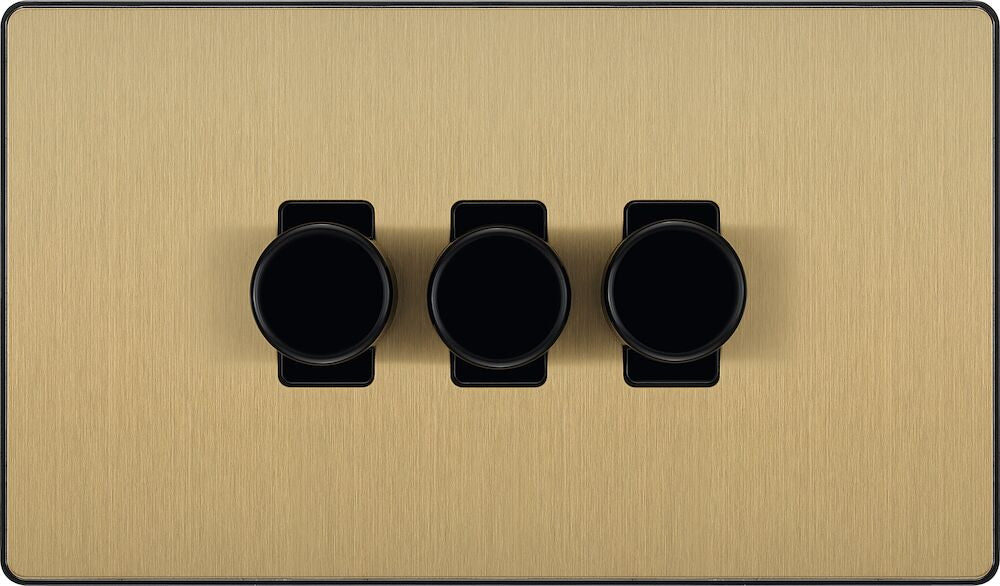 Dimmer 200W 3 Gang Satin Brass