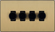 Image of a PCDSB84B Dimmer 200W 4 Gang Satin Brass from BG Electrical, available from Wholesale Electrical Direct Online