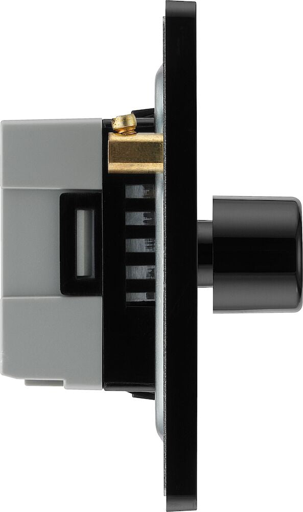 Image of a PCDSB84B Dimmer 200W 4 Gang Satin Brass from BG Electrical, available from Wholesale Electrical Direct Online
