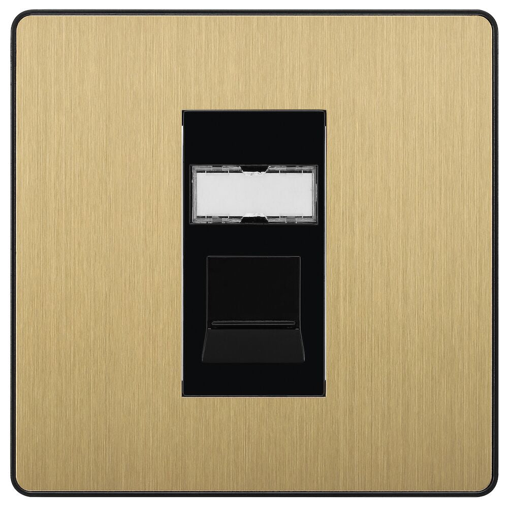 Image of a PCDSBRJ451B Telephone Socket 1 Gang RJ45 IDC Type Satin Brass from BG Electrical, available from Wholesale Electrical Direct Online