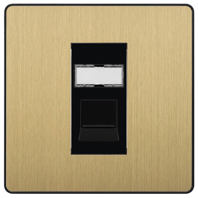 Image of a PCDSBRJ451B Telephone Socket 1 Gang RJ45 IDC Type Satin Brass from BG Electrical, available from Wholesale Electrical Direct Online