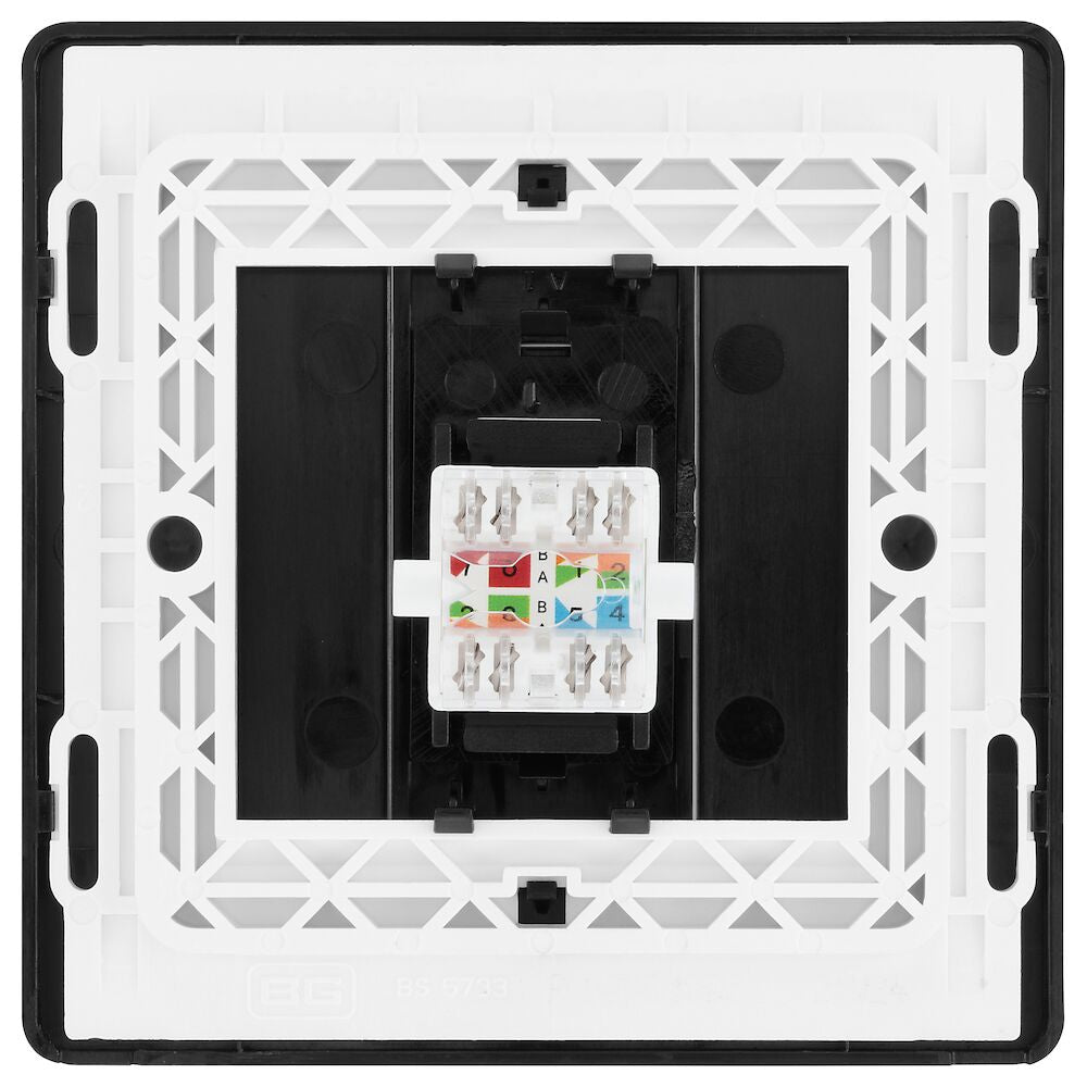 Image of a PCDSBRJ451B Telephone Socket 1 Gang RJ45 IDC Type Satin Brass from BG Electrical, available from Wholesale Electrical Direct Online