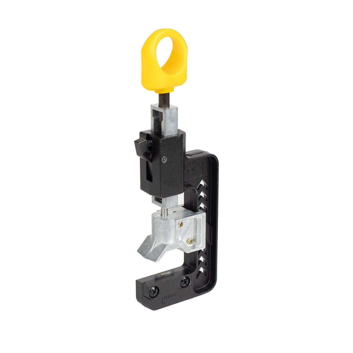 Side view of a T2250A ArmourSlice EVO SWA grey cable stripper with a yellow trigger clamp from C.K Tools