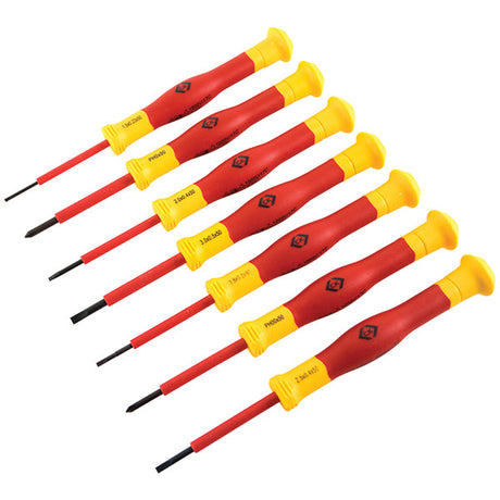 Image of a T4897 VDE Precision Screwdriver Set of 7 from C.K Tools, available at Wholesale Electrical Direct Online