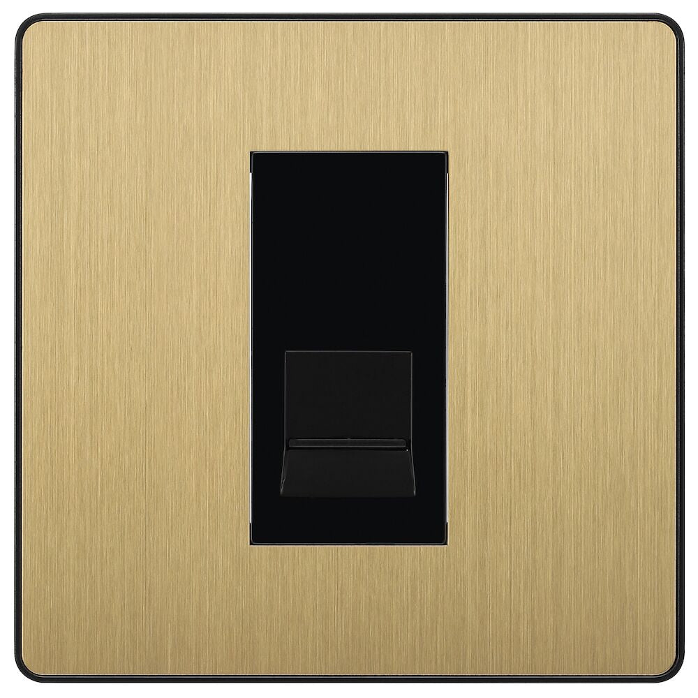 Telephone Socket Slave 1 Gang Satin Brass