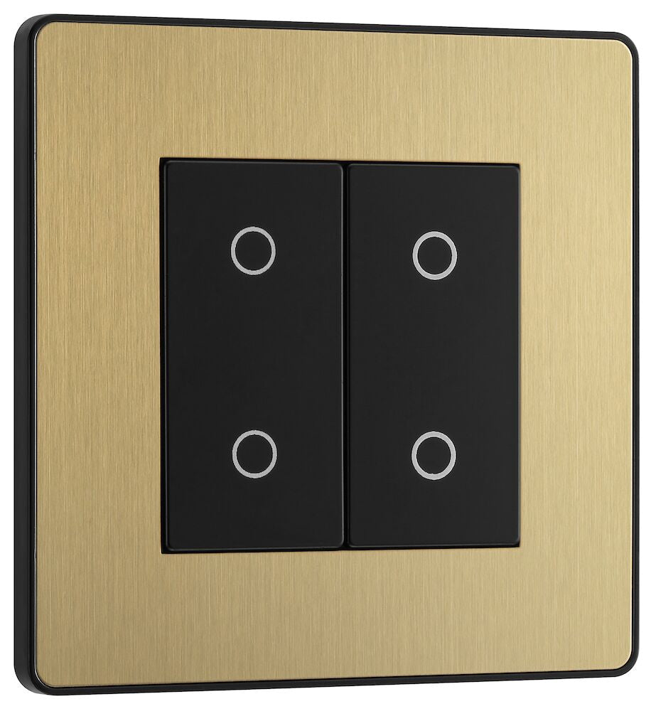 Touch Dimmer Switch 2 Gang 2 Way Secondary Satin Brass