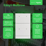 Infographic showing features and benefits of Easy9 multirow consumer units manufactured by Scheider Electric