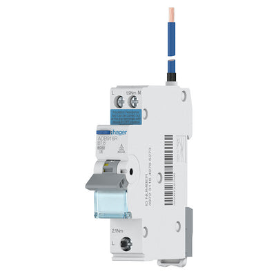 Electrical circuit breaker with Hager branding on a white background Hager ADB916R