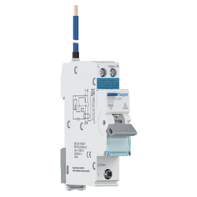 Electrical circuit breaker with Hager  branding on a white background Hager ADB916R