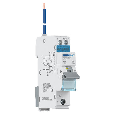 Electrical circuit breaker with Hager branding on a white background Hager ADB932R