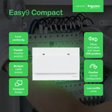 Schneider Electric infographic showing features and benefits of Easy9 compact consumer units 