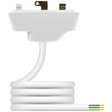 White plug with flex on a white background Hager Klik P22/3