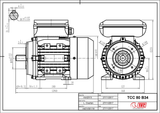 TecMotors 0.55kW 4 Pole Single Phase Cap Start Cap Run Electric Motor, B34 Foot and Face Mounted, Frame Size 80, IE2 Efficiency