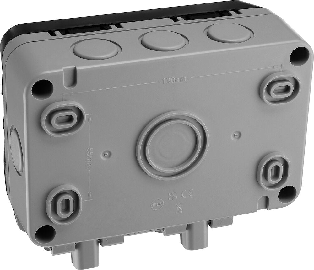 Image of reverse a BG Electrical WP22 Nexus Storm, 13A Double Switched Socket, IP66 available from Wholesale Electrical Direct
