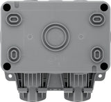 Image of reverse of a BG Electrical WP22 Nexus Storm, 13A Double Switched Socket, IP66 with dimensions, available from Wholesale Electrical Direct