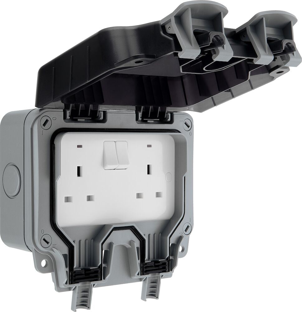 Image of a BG Electrical WP22 Nexus Storm, 13A Double Switched Socket, IP66 available from Wholesale Electrical Direct