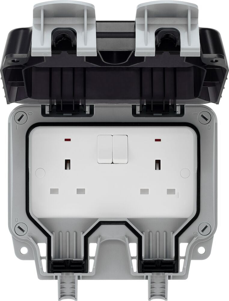 Image of a BG Electrical WP22 Nexus Storm, 13A Double Switched Socket, IP66 available from Wholesale Electrical Direct